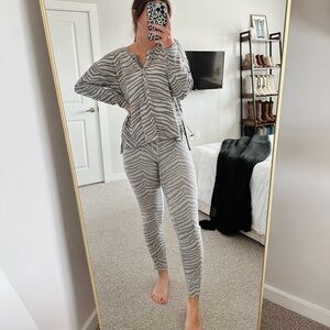 Aerie Gray Zebra Print PJ Set